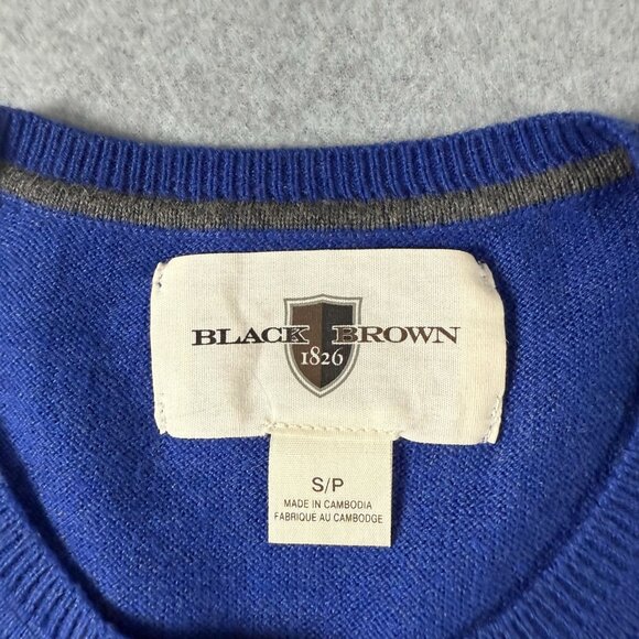 Black Brown 1826 Royal Blue Crewneck Sweater Men’s Size S Cotton Blend - Picture 2 of 4